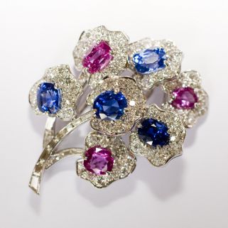 Broche en Saphirs et Brillants